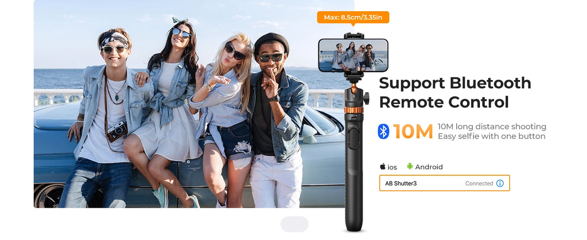 K&F CONCEPT Phone Selfie Stick Tripod 2-in-1 Extendable Cell Phone Tripod Stand with Remote 360° Ball Head for DJI Osmo Pocket3