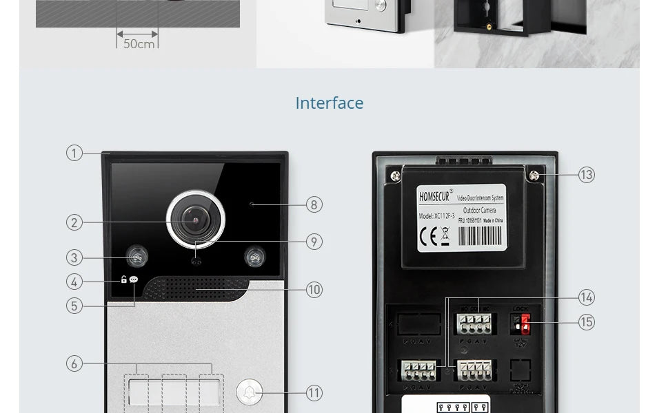 XC112F-3 HD IP65 Doorbell Camera with 3 Call Buttons for 4 Wire 1080P Tuya APP Video Door Phone Intercom Home Security 3 Flats