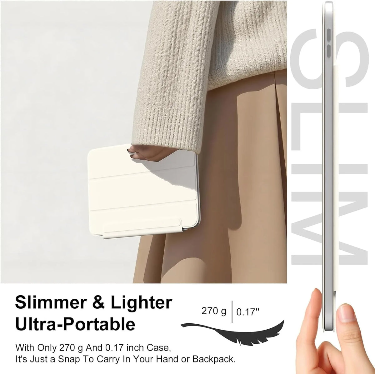 ZOYU for iPad A16 10/11th Ultra-Slim & Light, Strong Magnetic Attachment Case, iPad Pro 11 12.9 Air 4/5th 11/13 Mini 6/7th Cover