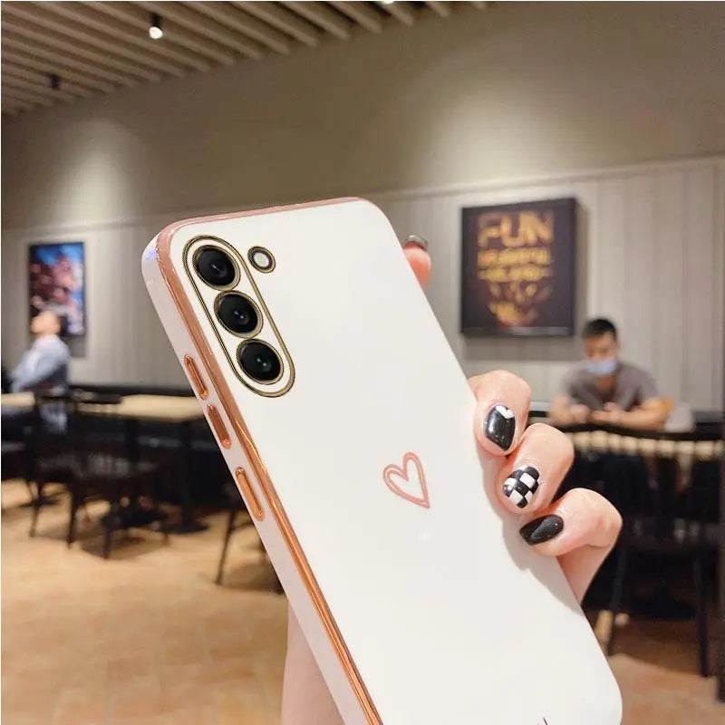 S 24 Love Heart Plating Phone Phone Case On For Samsung Galaxy S24 Plus S24 Ultra S24+ S24Plus S24Ultra 5G Luxury Back Cover