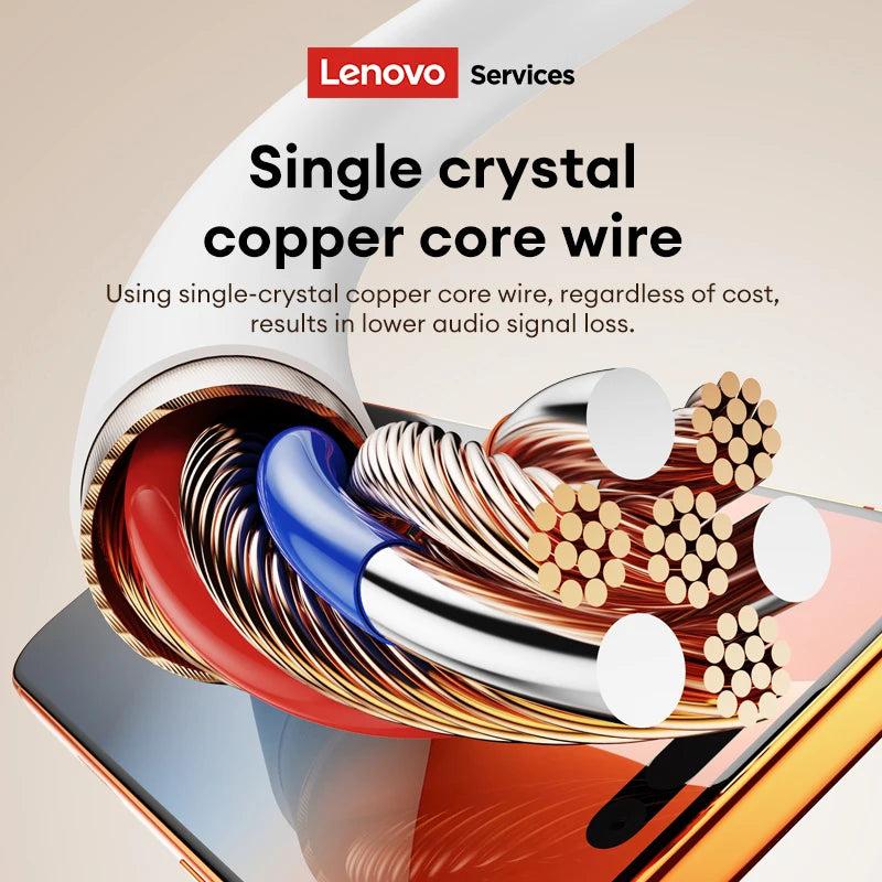 Lenovo YF02 Wired Gaming Headphones 3.5mm/Type-C For Mobile Phones Computers And More HiFi Sound Music Wired Earphones With Mic