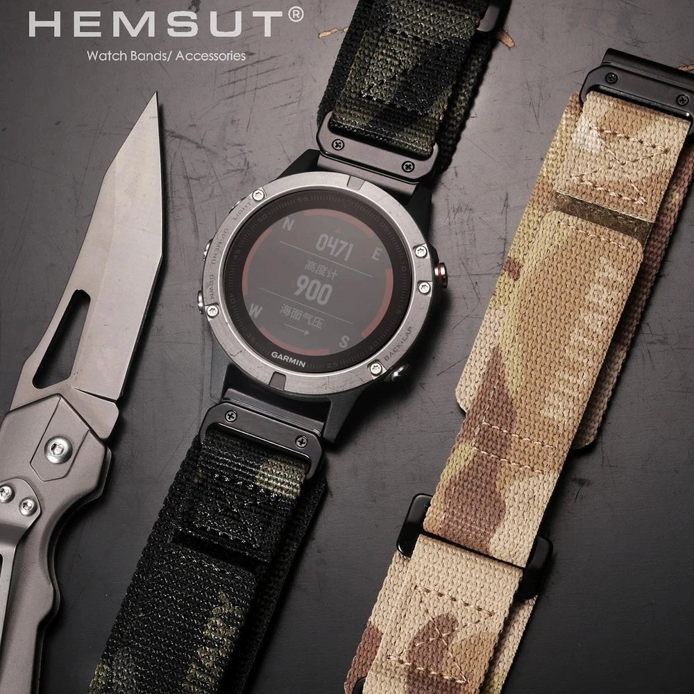 HEMSUT Watch Band For Garmin Fenix8 7 6 Nylon Quickfit 20 22 26mm Sports Wrist Strap Compatible EPIX /MK3 /Tactix