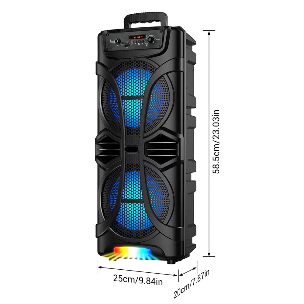6000W Portable Party Bluetooth Speaker Sound System Rechargeable Outdoor Loud Karaoke Dual 8 " Speaker