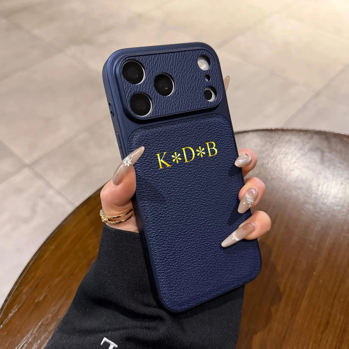 Personalized Luxury Classic Faux Leather Case For iPhone 18 17 16 15 14 13 Pro Max Air Custom Name Gold Hot Foil Engraved Case