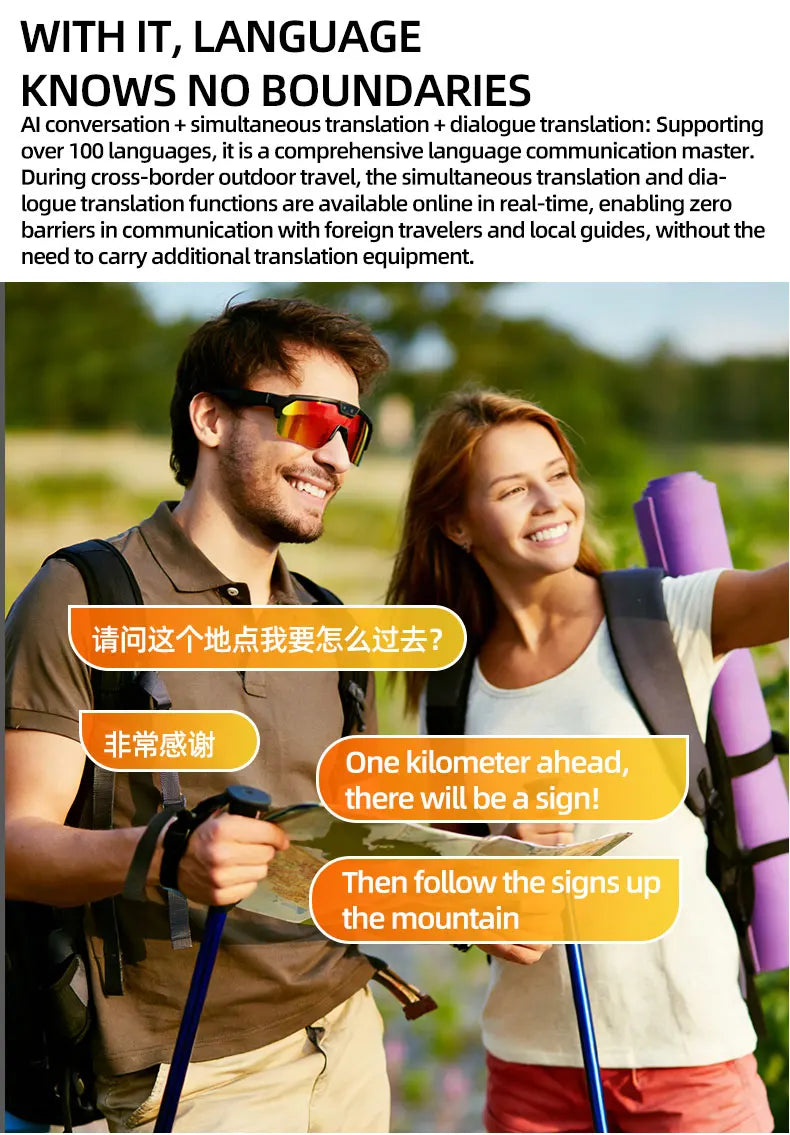 2026 New AI Smart Sports Glasses with 30MP Camera 4K Anti-shake Bicycle Riding Shooting Artifact Dual Mic 32GB Windproof Goggles