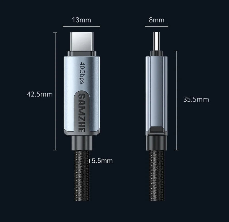 SAMZHE USB4 USB C to USB C Cable 40Gbps 8K 240W PD3.1 Fast Charging Type C Data Video Cable for MacBook iPhone iPad Monitor Dock