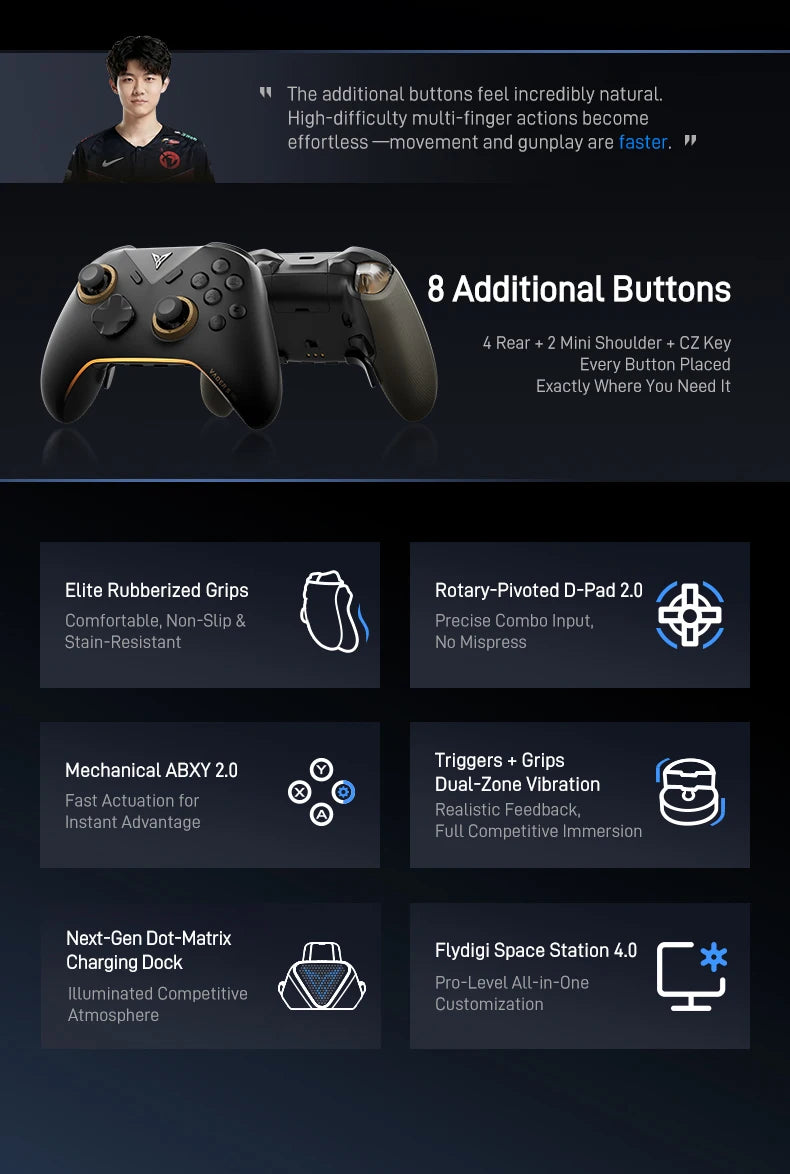 Flydigi Vader 5 Pro V2 Global Version Wireless Bluetooth Gamepad for PC NS Mobile + 2nd Gen Phone Holder | Phone User Optimized