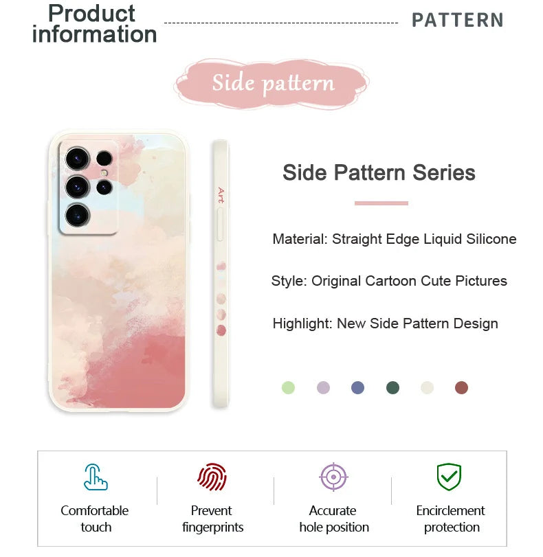 Artistic Patterns Phone Case For Samsung Galaxy S25 S24 S23 S22 S21 S20 Ultra Plus FE Note 20 Ultra 10 9 Plus Cover