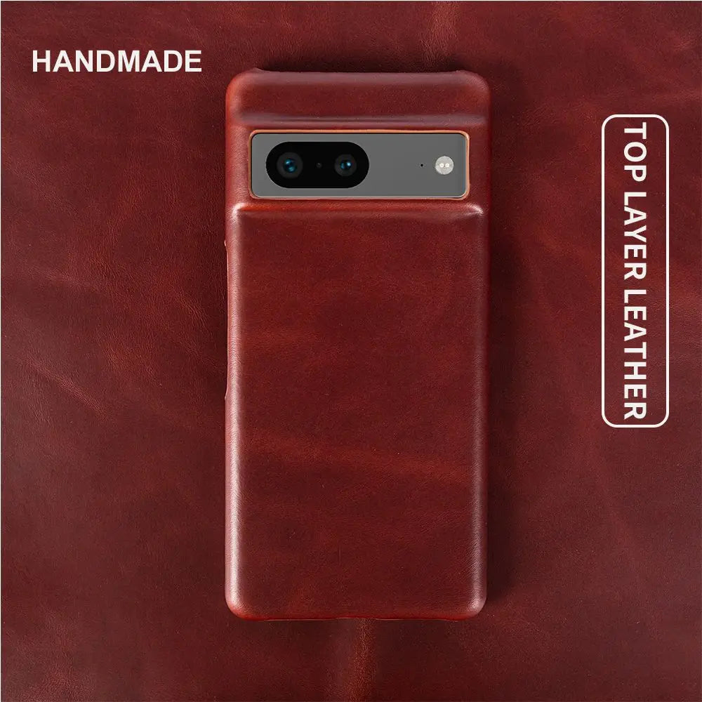 For Google Pixel 7 Case Luxury Oil Wax Genuine Leather Cover Pixel 6A 8Pro 7Pro 5A Capa Protective Etui Back Coque Carcasa Shell