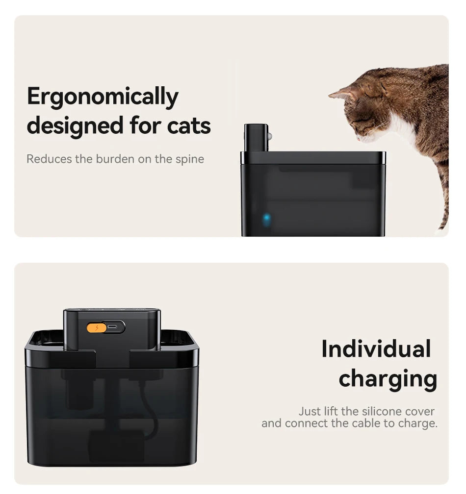 ROJECO Wireless Automatic Cat Water Fountain 2600mAh Pet Water Dispenser For Dog Cat Infrared Sensor Smart Pet Drinkier Fountain