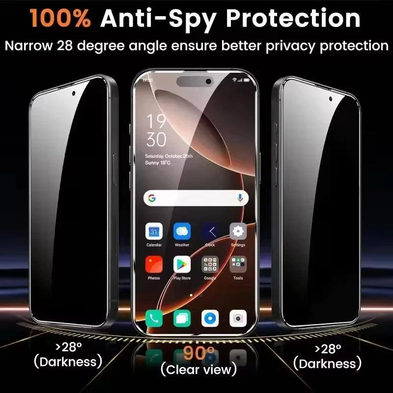 3PCS Anti-Peeping Tempered Glass For iPhone 17 Pro 16 15 18 Pro Max 13 12 Mini 11 14 16e 7 Plus Air XR Privacy Screen Protector