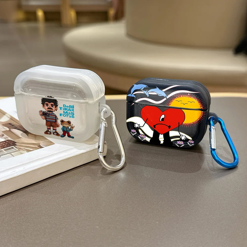 Singer B-Bad B-Bunny Translucent Silicone Case for Airpods 4 3 Pro 2 1 Wireless earphone Headphone Pro2 Protective Covers