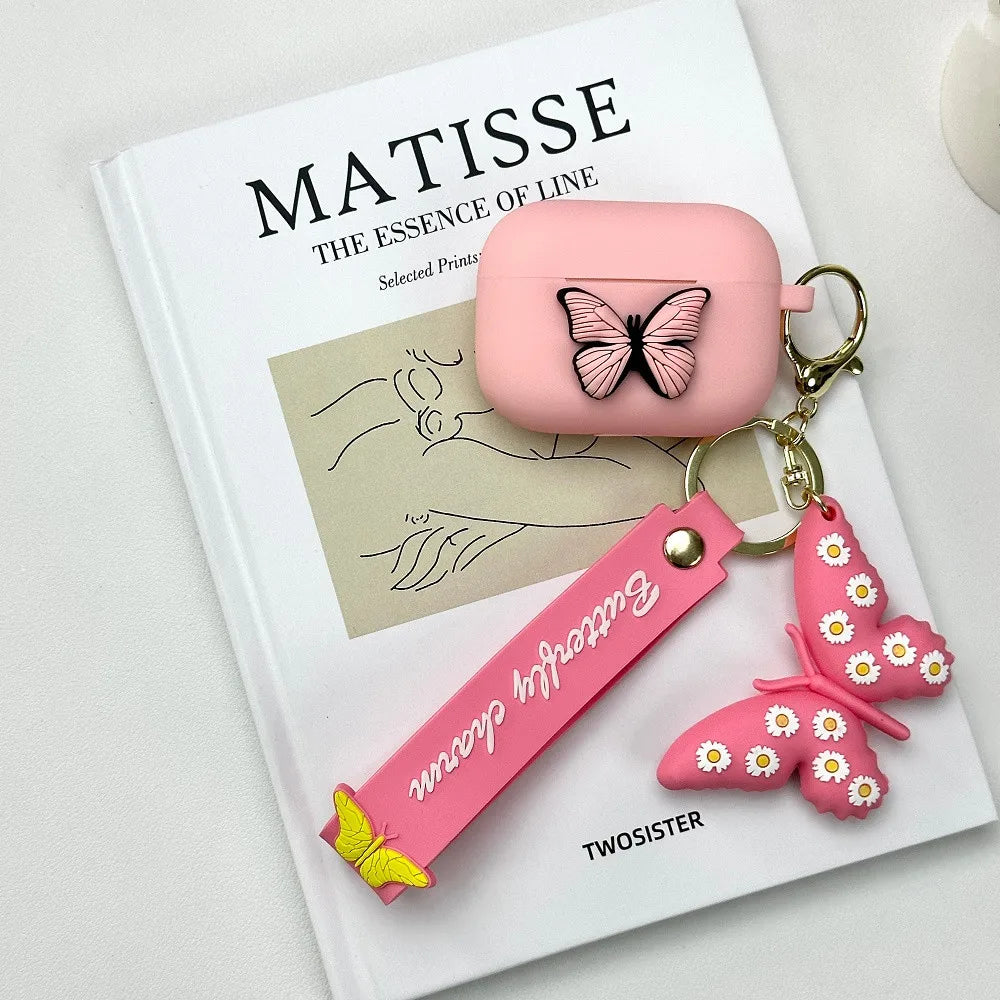 Airpods Pro2 Generation Protective Case 2023 Cute Cartoon 3d Butterfly Charm Soft Silicone