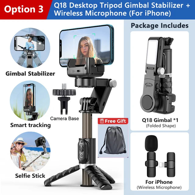 Selfie Stick Phone Gimbal Stabilizer For iPhone Android Action Camera Tripod Cellphone Mobile Cell Smartphone Handle Grip Video