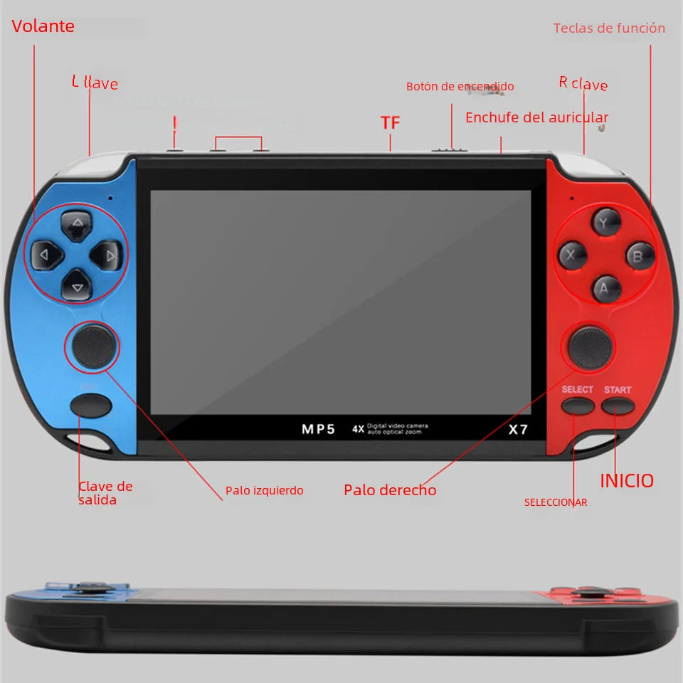 Retro X7 Handheld Game 4.3 Inch HD Large 8G Screen Classic Game Console Built-in 10000 Games Mini Handheld MP5 Video Game