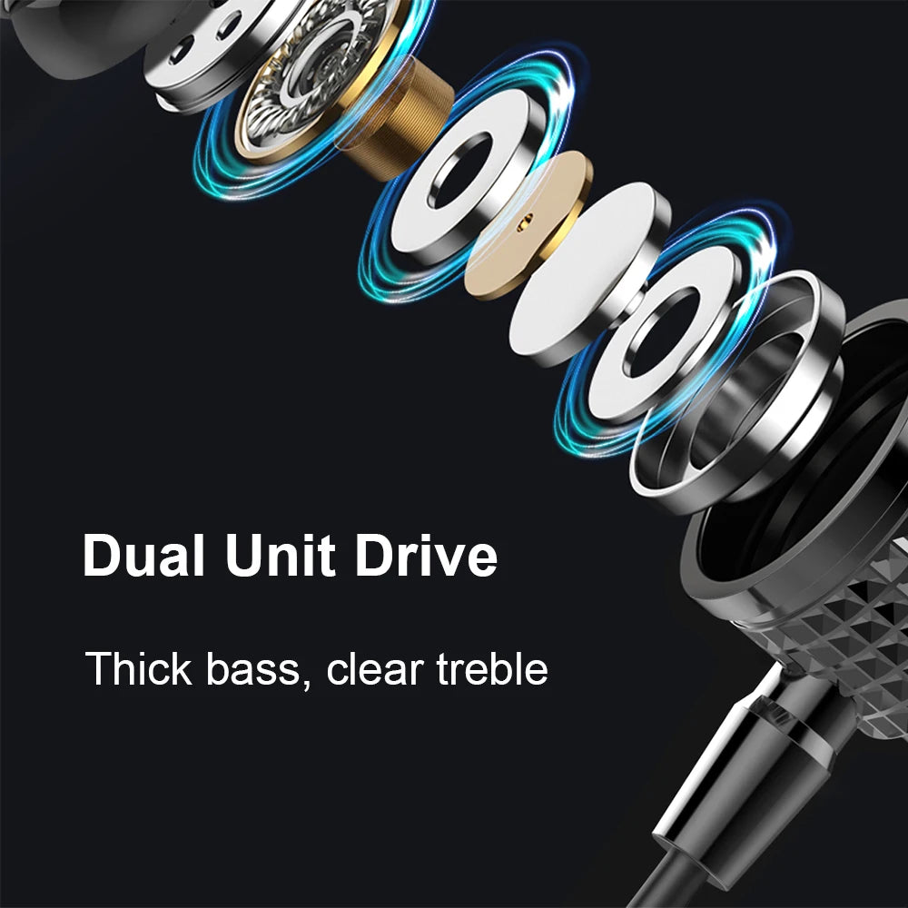 USB Type C Earphones HiFi Heavy Bass Earbuds Metal In Ear Noise Reduction 3.5MM Wired Headphones For Samsung S25 24 Z Fold7 Flip