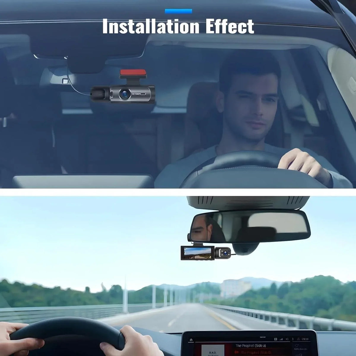 1080P HD Dual Lens Front and Rear Car Dash Cam Driving Recorder IR Night Vision G Sensor Parking Mode Motion Detection Three Point One Six Inch IPS Screen Wide Angle Loop Recording Supports One Hundred Twenty Eight GB Max H26