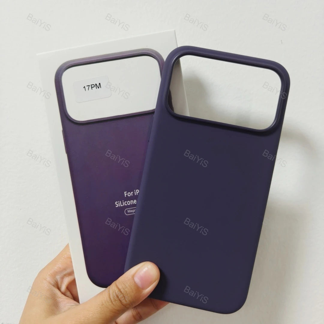 Luxury Original Magnetic Liquid Silicone Phone Case For iPhone 17 18 Pro Max For Magsafe Wireles Charger Button Cover with box