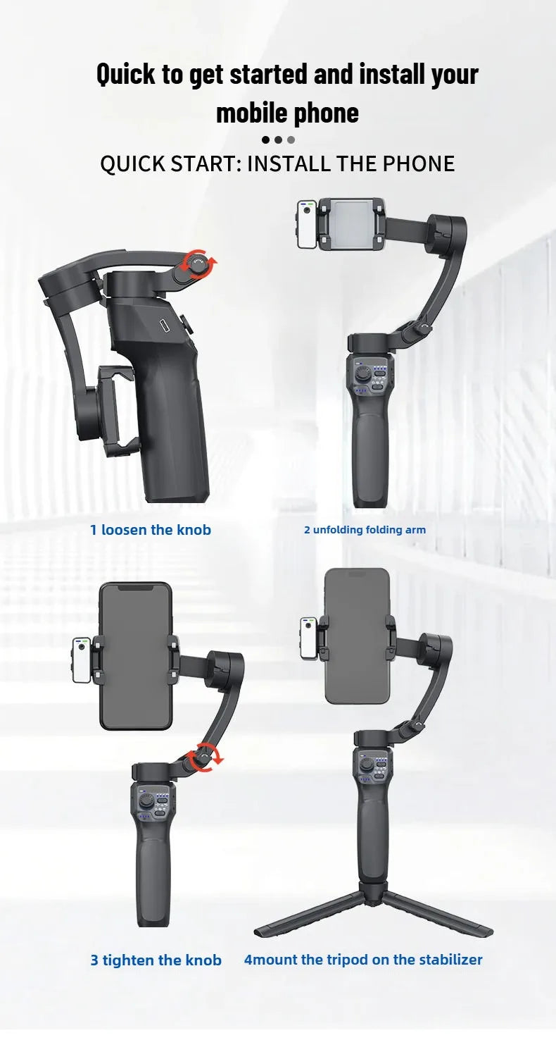 Mobile gimbal stabilizer ,Phone Stabilizer for Video Recording with Face/Object Tracking,3-Axis Gimbal for Android,iPhone