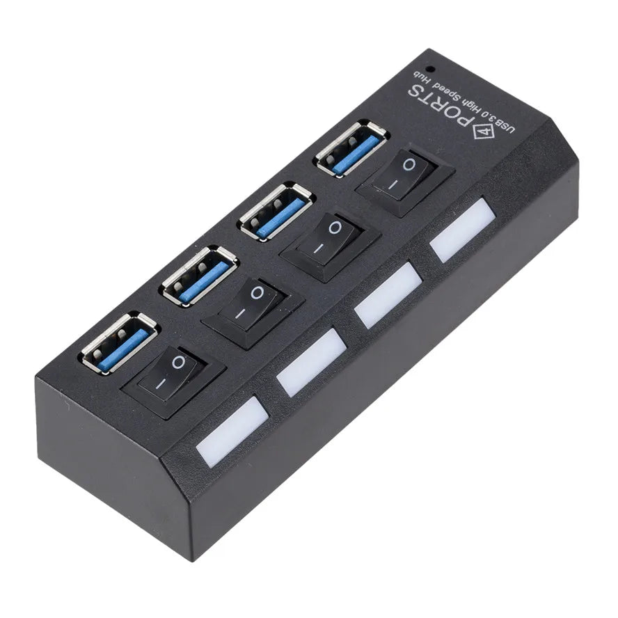 GRWIBEOU High Speed USB HUB 3.0 5Gbps USB 3.0 4 Ports HUB Newest Compact Lightweight Portable Adapter Hub with Power Supply