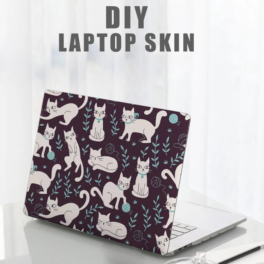 DIY 15inch Laptop Stickers Skins Cute Cat A+C Side Notebook Computer Cover Skin for Macbook /HP / Dell / Lenovo / Acer / ASUS