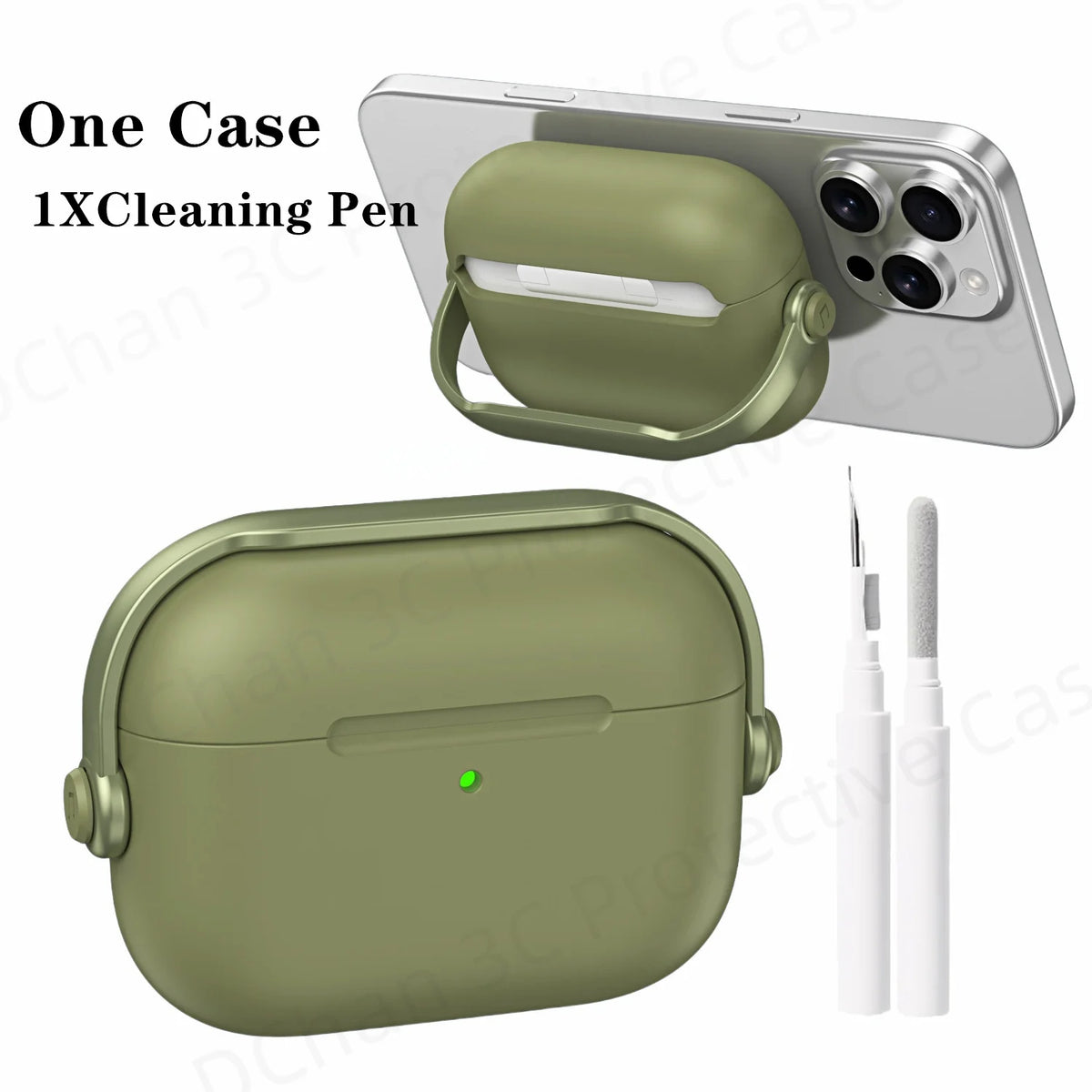 For AirPod Pro3 Case With Lock Shockproof Protective Cover with Cleaner Kit For Airpod 4 Case For AirPods Pro 3 Phone Stand Case