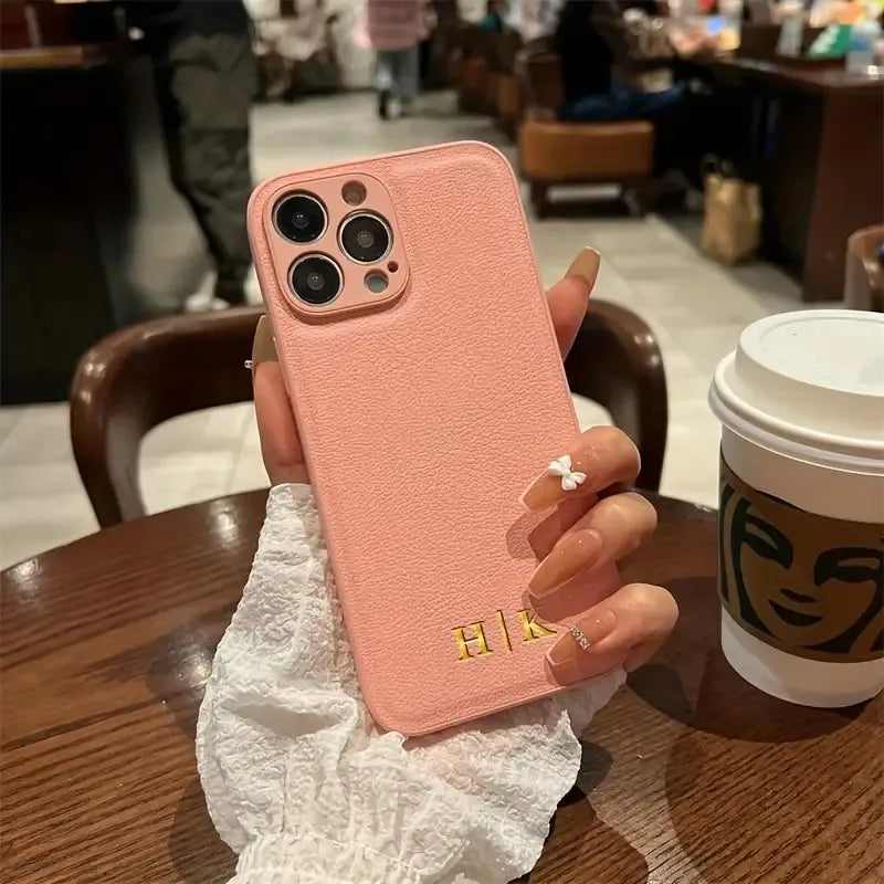 Personalised Custom Name Initial DIY Phone Case For iPhone 17 Pro Max 16e 16 15 14 13 12 11 Pro Max 16 Plus Xs Max Leather Cover