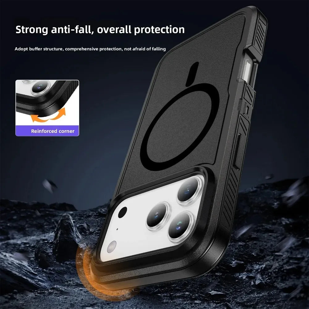 Military Grade OTT Armor Anti-Slip Phone Case For iPhone 18 17 Pro Max Air 16 15 14 Plus 13 For MagSafe Charger Protection Cover