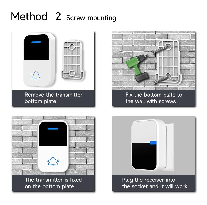 Good Sound Quality High Volume Long-Distance Kinetic Door Bell Household Waterproof Battery Free Self Powered Wireless Doorbell