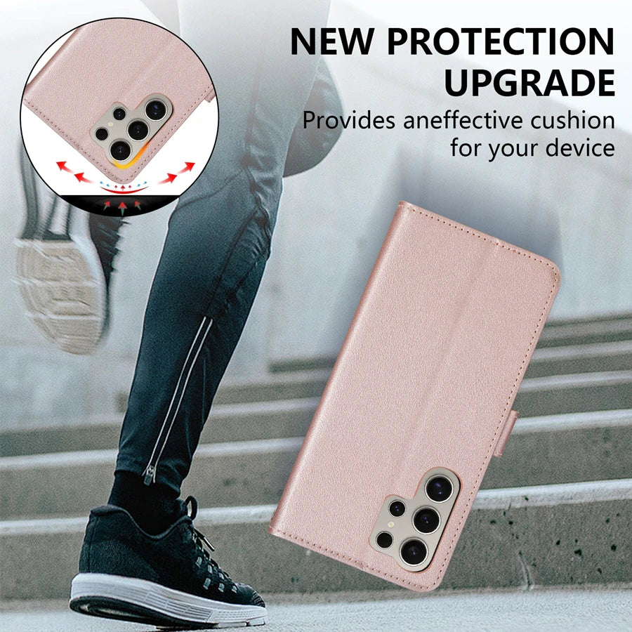 Wallet With Card Slot Magnetic Flip Leather Case For Samsung Galaxy S25 FE S24 Ultra S23 S22 S21 S20 FE S10 Plus S9 Card Bag