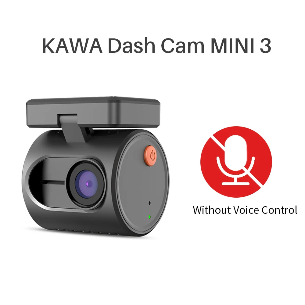 2K Mini Dash Camera Front DVR KAWA MINI 3 Hidden Dash Cam Video Recorder Emergency Voice Control Night Vision WiFi Dashcam