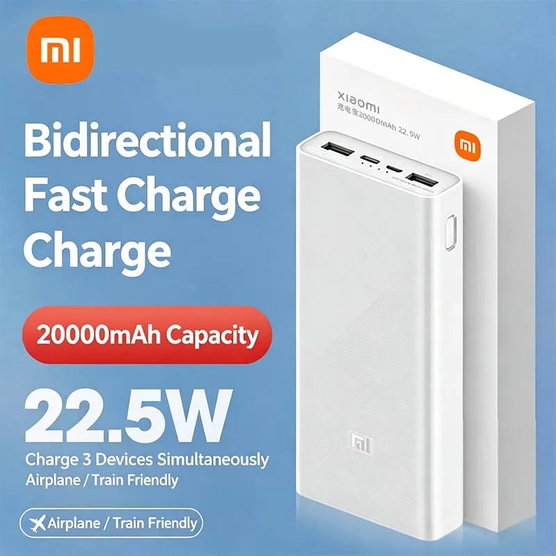 Xiaomi 20000mAh Large Capacity Fast Charging Power Bank Portable External Battery with CCC Certification for iPhone Samsung