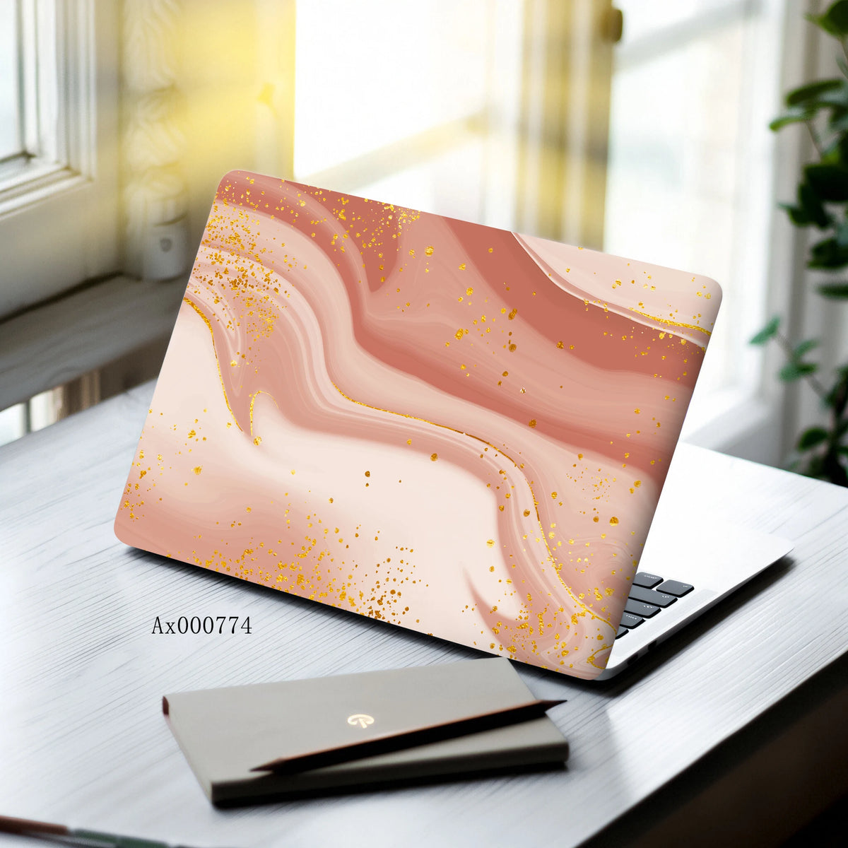 2pcs Luxury Rose Gold Marble Laptop Sticker Self-Adhesive Anti-Scratch Skin MacBook Notebook PC Keyboard Waterproof Skin Decor