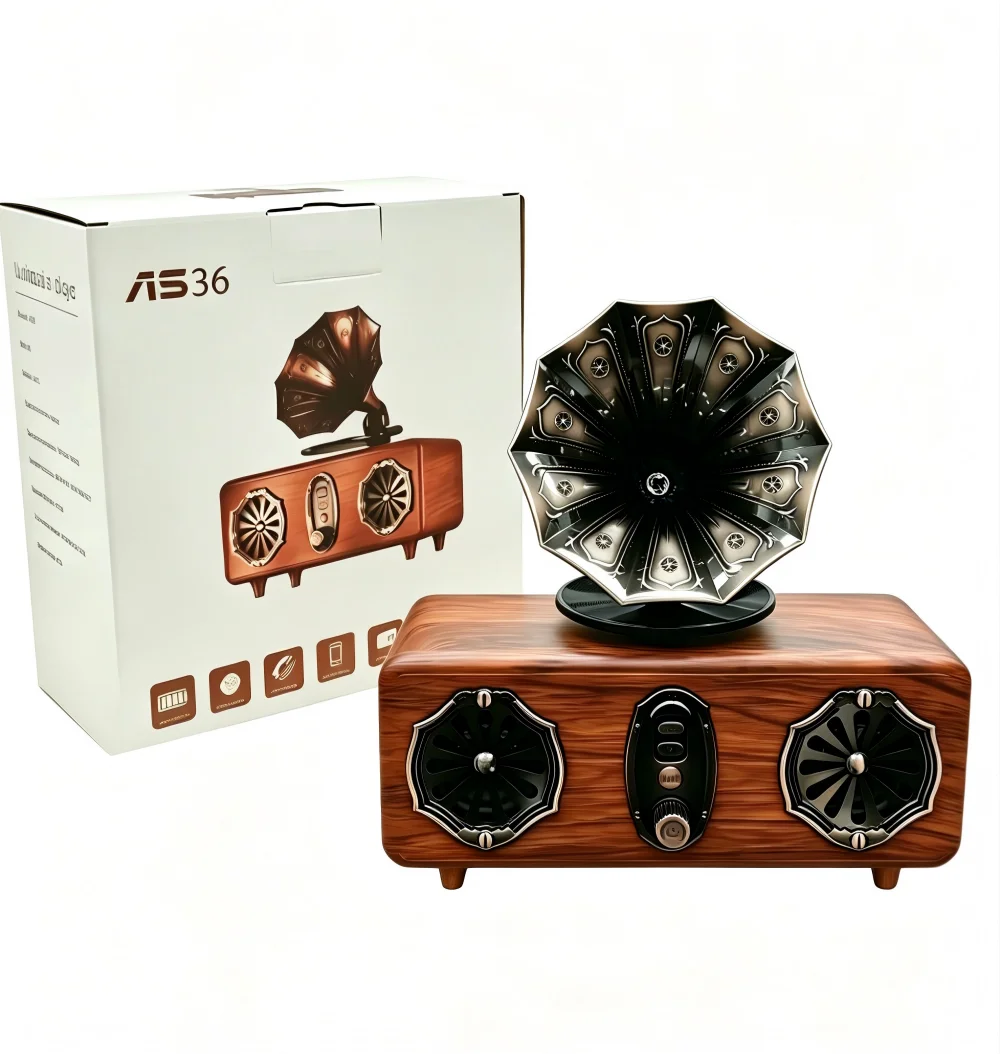 Retro Bluetooth Speaker,FM Radio Vintage Speaker Bass with USB TF AUX Player | Old Fashion Classic Style for Home, Office, Gift