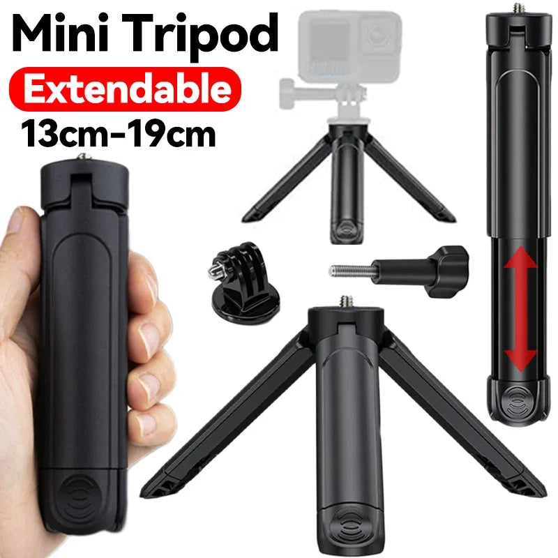 Extendable Mini Tripods Stand Portable Tripod for DJI Pocket 3/4 GoPro Insta360 Phone 1/4” Mount Desktop Tripod for Vlog Live
