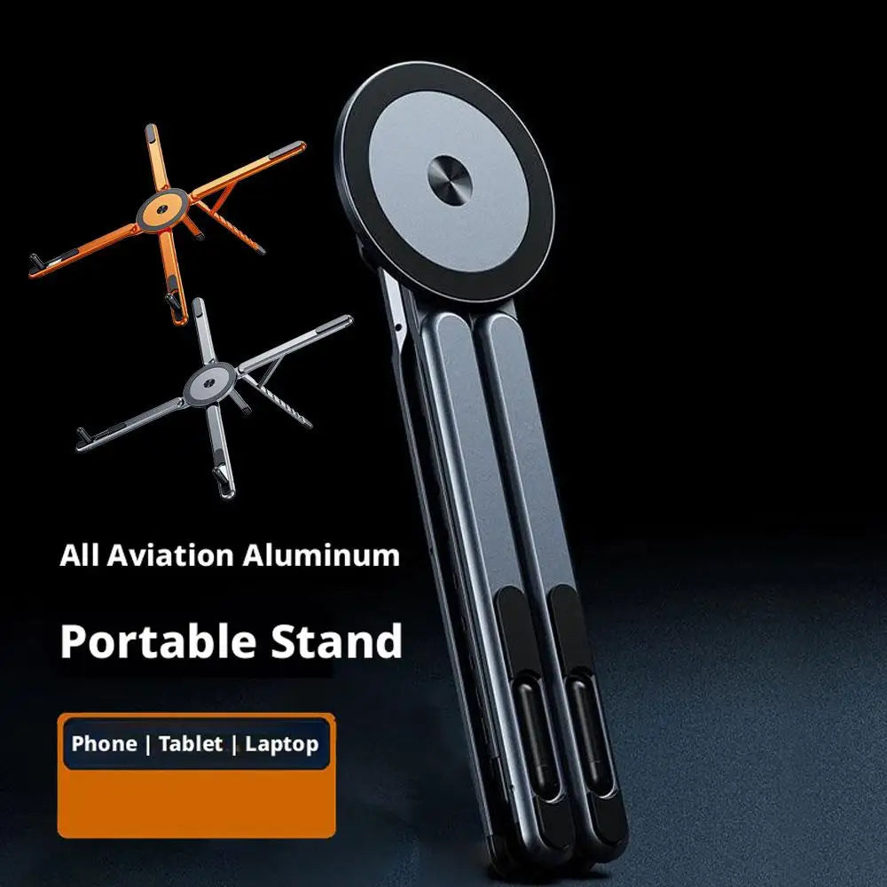 Magnetic Phone Holder Handheld Selfie Stick Tripod Foldable Desk Stand for iPhone 17 16 iPad Tablet Laptop Bracket