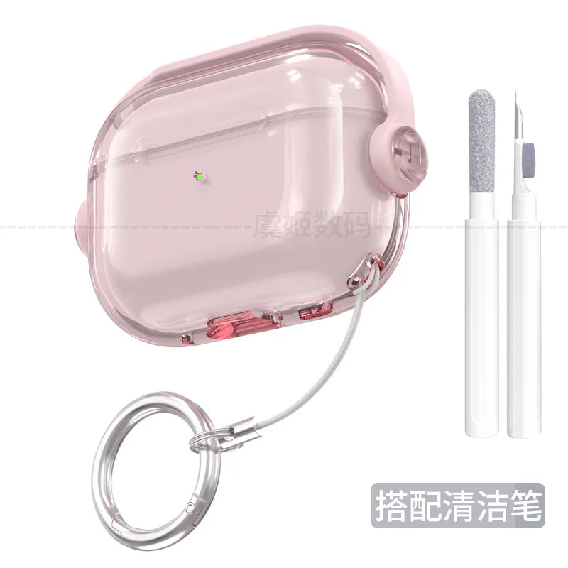 For AirPods Pro3 2 Pink Clear Case Cute Music Stand Holder Silicone Soft TPU Protective Earphone Cover For Airpods 5 4 2 3 case