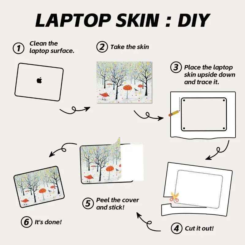 2PCS Scenery Oil Painting Laptop Stickers Set Flower Art Waterproof PVC Decals MacBook Traditional Ink Style Computer Skin