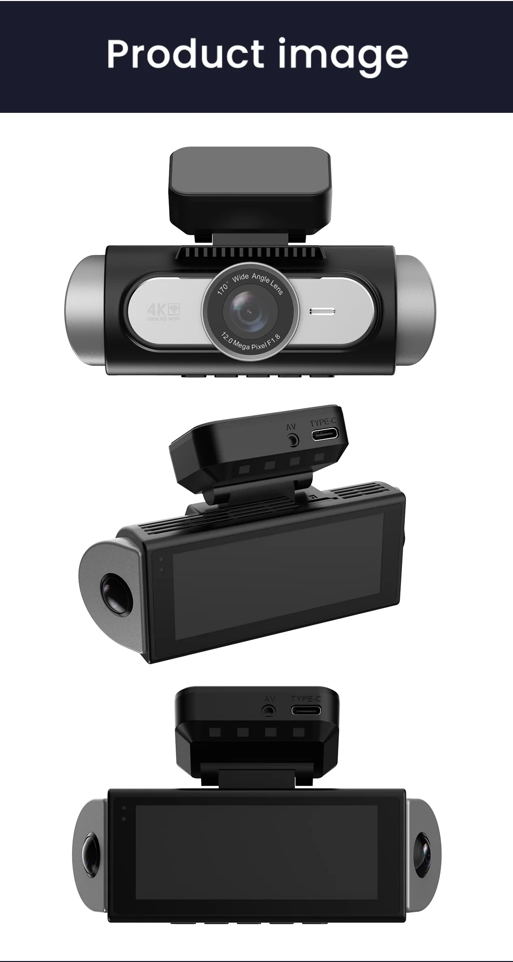 4K 4-CHs Dash Cam WiFi GPS, Front Rear Left Right Car Video Recorder, 24H Parking Monitoring Night Vision Dashcam Supercapacitor