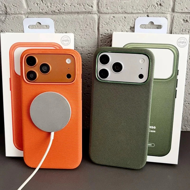Luxury Official Technology Woven Magnetic Case For iPhone 18 17 16 15 14 13 Pro Max For Magsafe Technical Fabric Original Cover