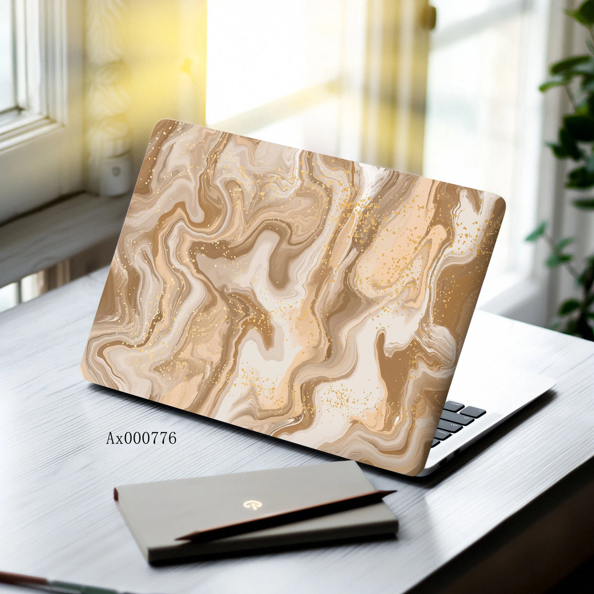 2pcs Luxury Rose Gold Marble Laptop Sticker Self-Adhesive Anti-Scratch Skin MacBook Notebook PC Keyboard Waterproof Skin Decor