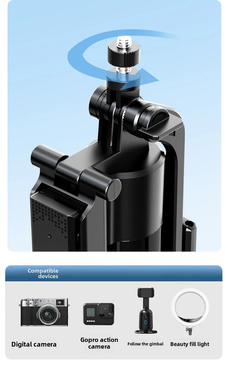 AI Face Tracking Selfie Stick Gimbal Stabilizer, Bluetooth Extendable Phone Tripod with 4-Axis Anti-Shake, Fill Light, Smart Aut
