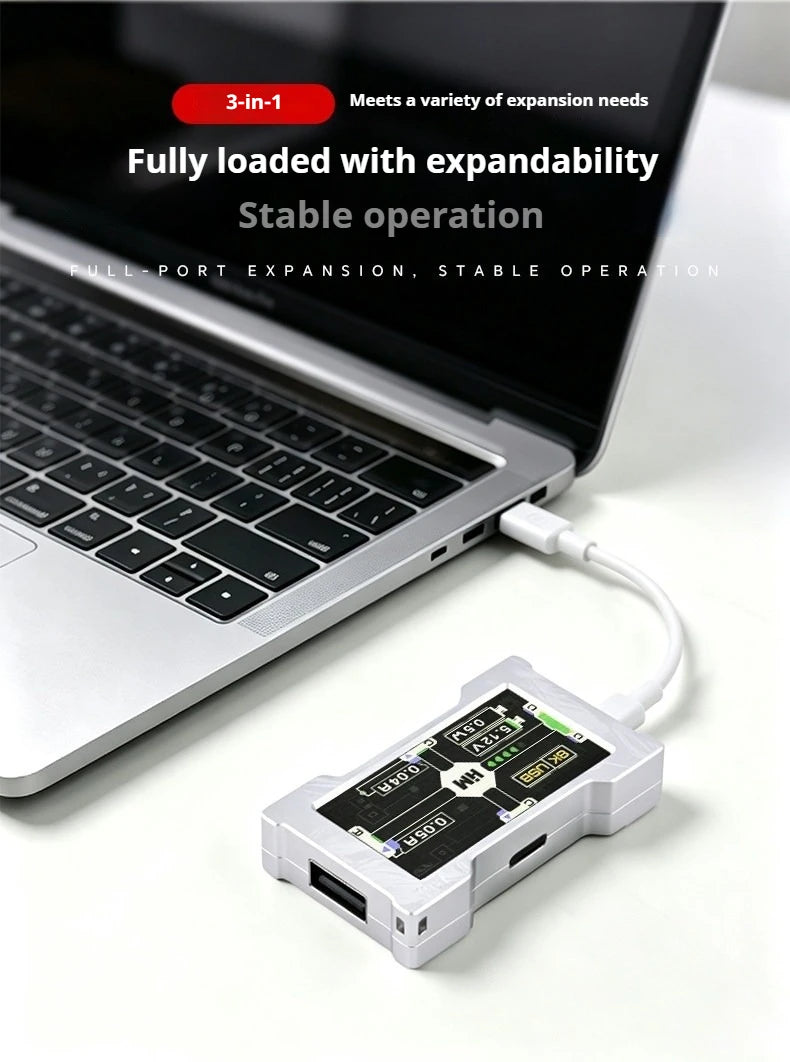HMLAB ZNEO Gaming USB Hub - 2-to-3 Port, 8K Hz, Independent Power, With Screen, Trendy for Gaming Ambience Desk Setup