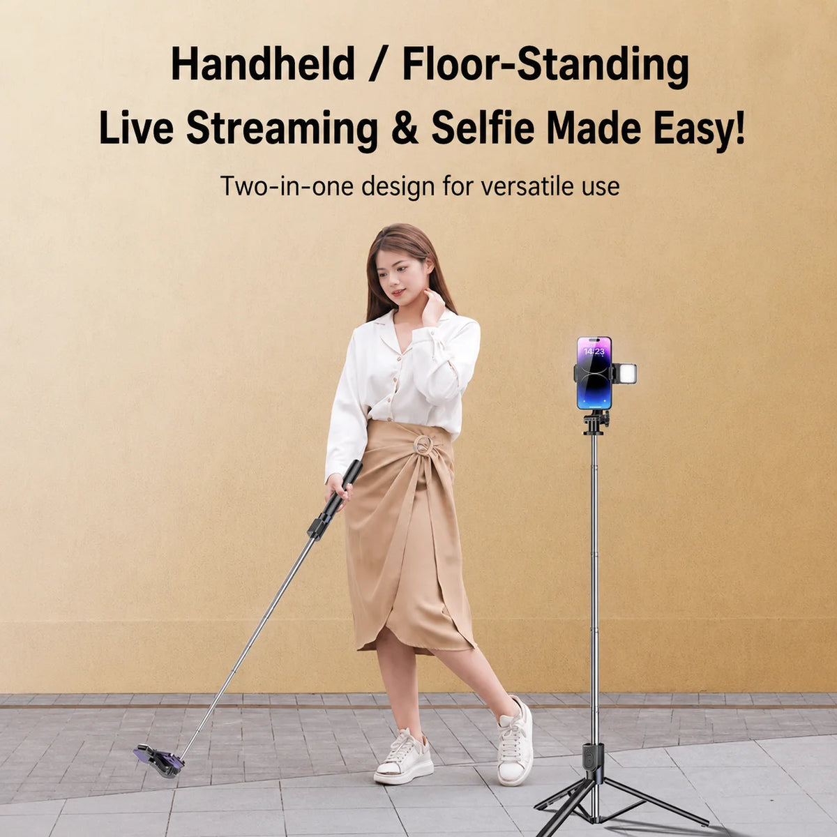 Phone Holder Bluetooth Selfie Stick Tripod Handheld Smart Shooting Gadget Floor Stand Stable Support Bracket for Live Broadcast