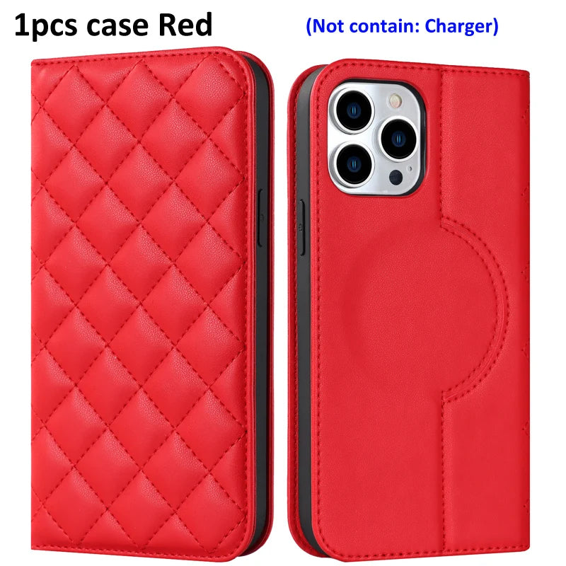 For Magsafe Wallet Leather Flip Case For iPhone 12 13 14 15 16 Pro Max mini Magnetic Wireless Charging Book Folio Cover
