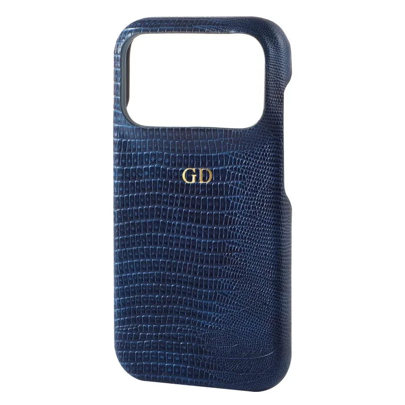 Personalise Gold Initials Letters Leather Case For Iphone 17 Pro Max 16 15 14 13 Pro Max Luxury Lizard PU Hard Cover
