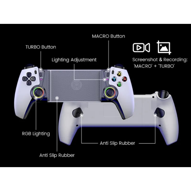 Beboncool Handy Controller for Iphone/Android/Switch 2/Switch/Oled, Mobile Controller with Rgb Light, Hall Effect Joystick