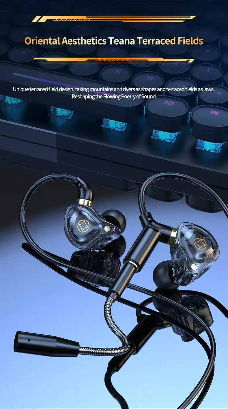 KCKZ Dual Microphone Type-C Phone USB Computer Delta Gaming Earphones Wired Dual Plug Earphones