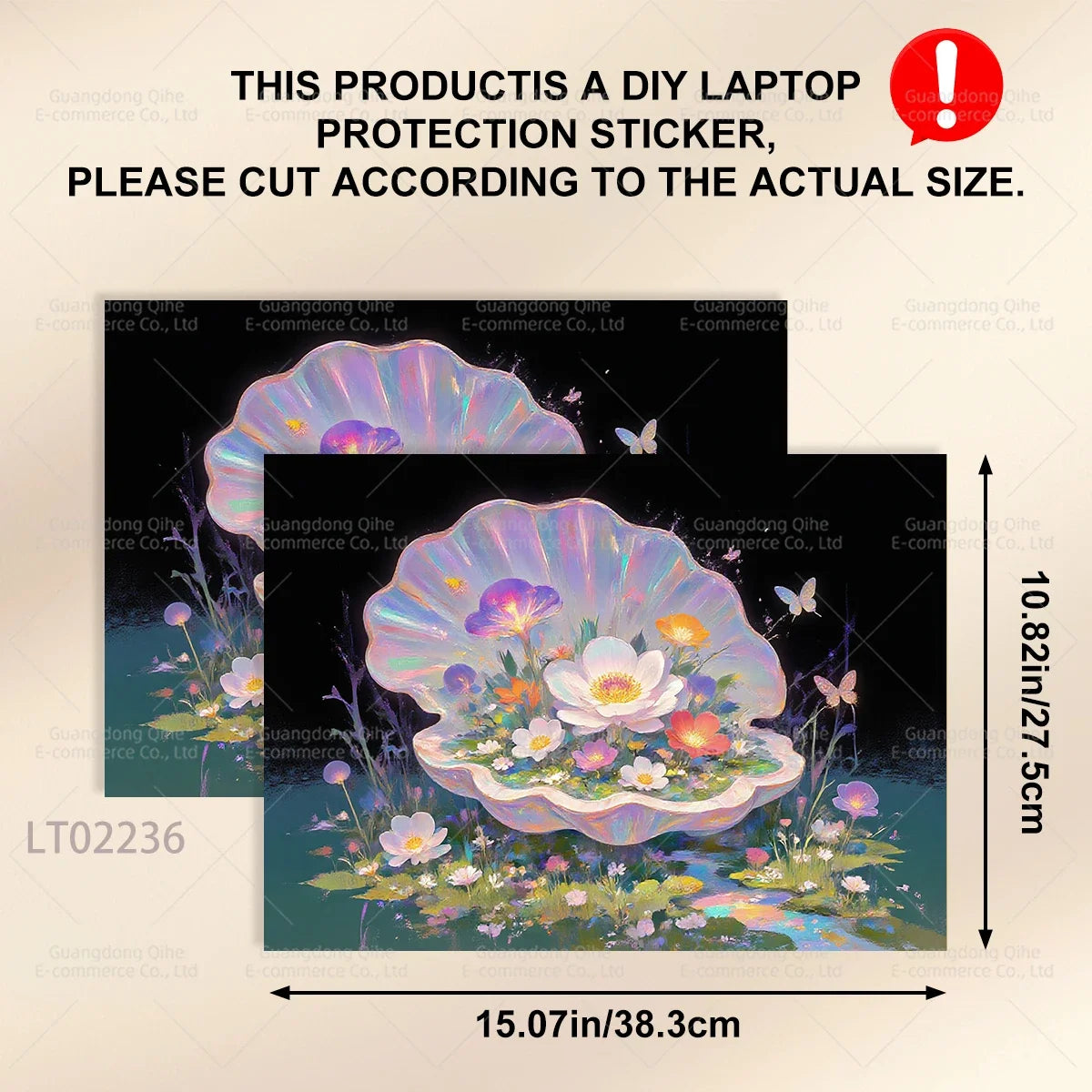 2 PCS Removable Flower Stickers for Laptop PVC Aesthetic Decals Self-Adhesive Peel Off No Residue Tablet Skin MacBook Skin