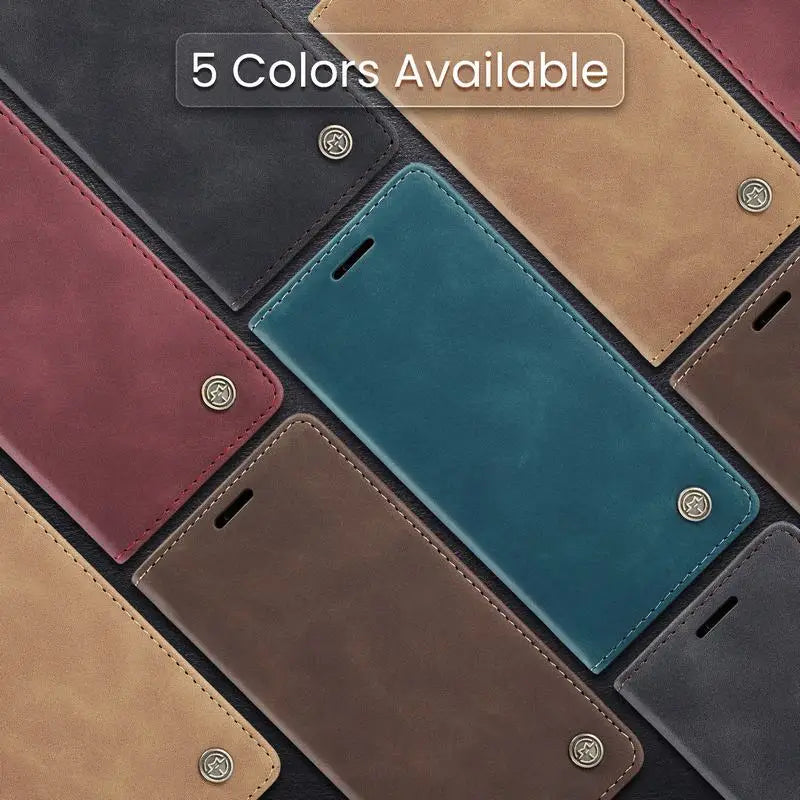 Leather Case For iPhone 17 16 15 14 13 12 11 18 Pro Max Air 16E X XR XS Max SE 2020 6 6s 7 8 Plus Luxury Magnetic Phone Cover